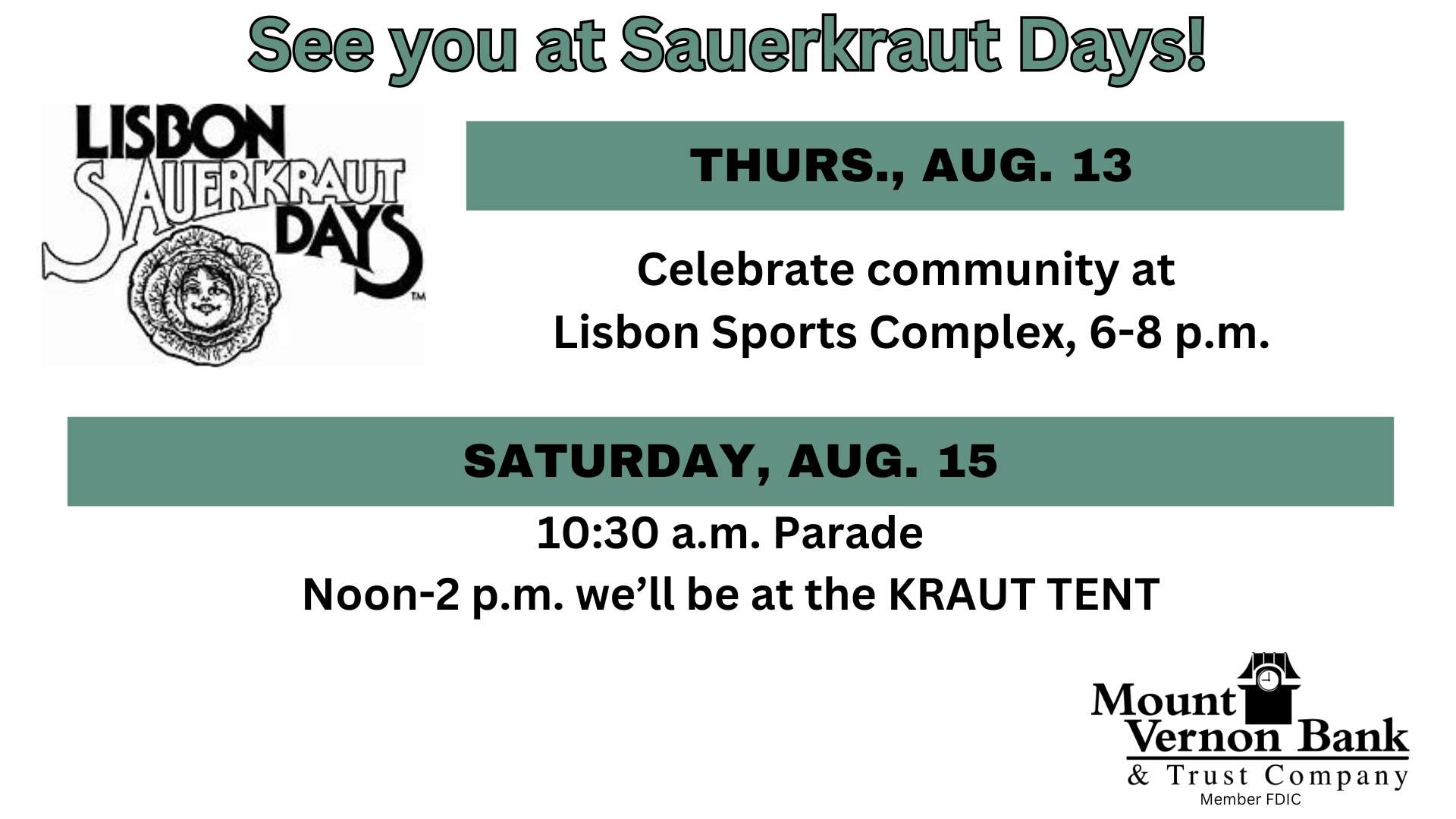 See us at Sauerkraut Days