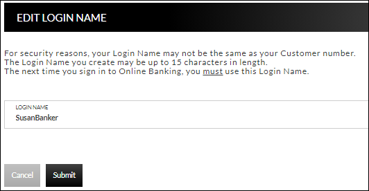 Edit login name form